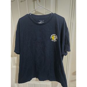 Boring Life Club T-Shirt Men’s XL Navy Blue Bored To Death Skull Smiley Graphic
